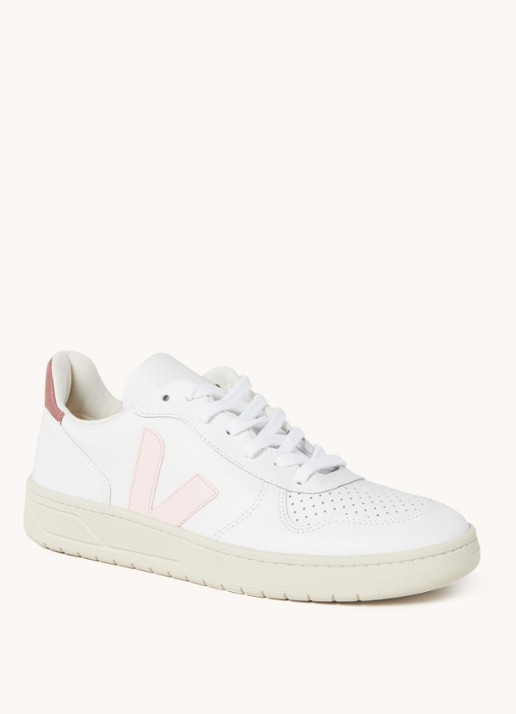 Veja V-10 sneaker van leer - voorkant 4 melk