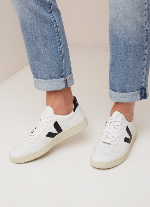 Veja V-10 sneaker van leer - voorkant 5 wit