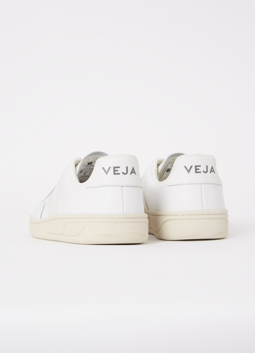 Veja V-12 sneaker van leer met suède details - detail 2 ivoor