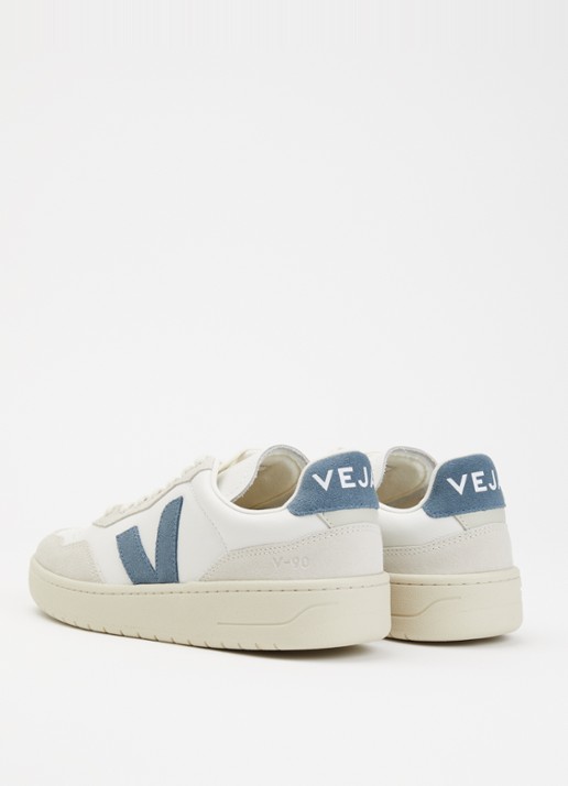 Veja V-90 sneaker van leer met logo - achterkant 7 indigo
