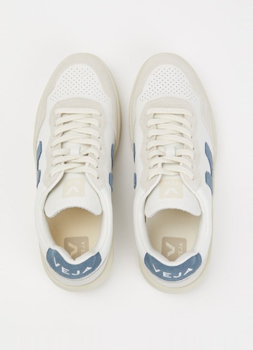 Veja V-90 sneaker van leer met logo - detail 4 indigo