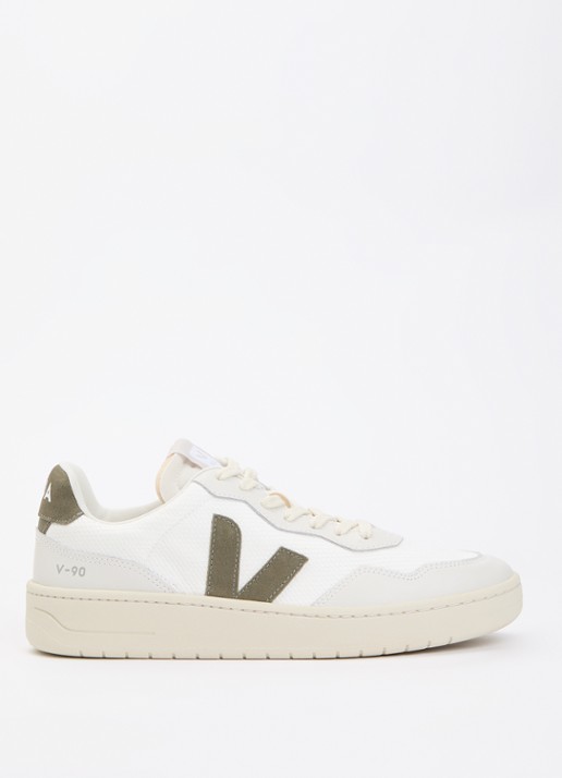 Veja V-90 sneaker van mesh met suède en leren details