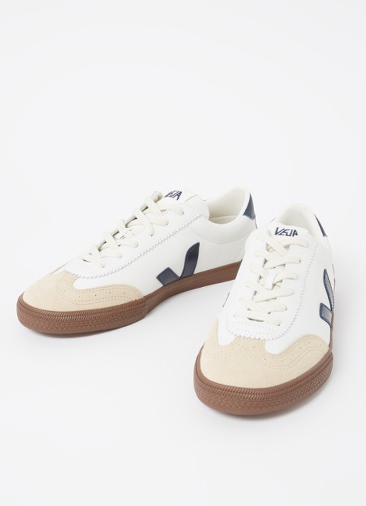 Veja Volley sneaker van leer met suède details - detail 4 gebroken wit