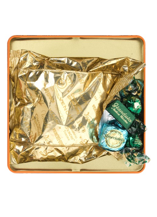 Venchi Chocolade Murrine giftbox 300 gram - achterkant 2 multicolor