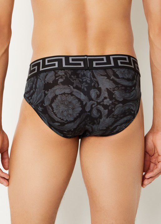 Versace Boxershort met logoband en print - achterkant zwart