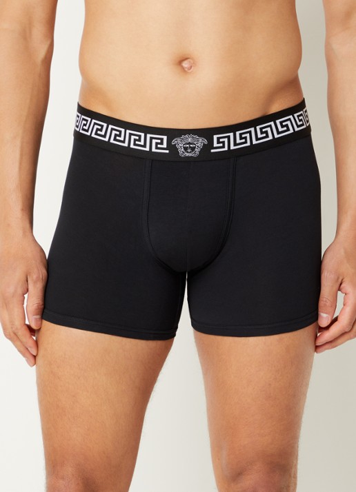 Versace Boxershort van katoen met logoband - voorkant 3 zwart