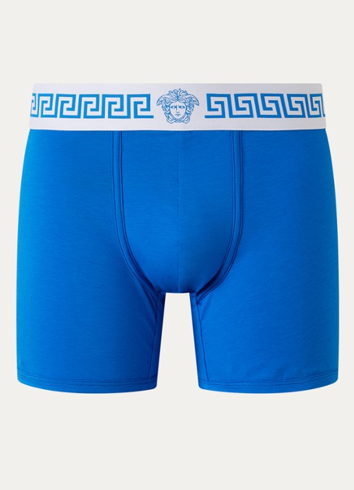 Versace Boxershort van katoen met logoband - voorkant blauw