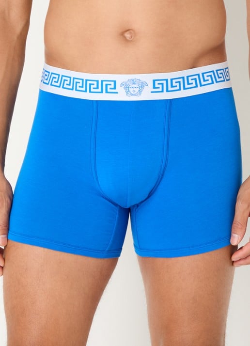 Versace Boxershort van katoen met logoband - voorkant 2 blauw