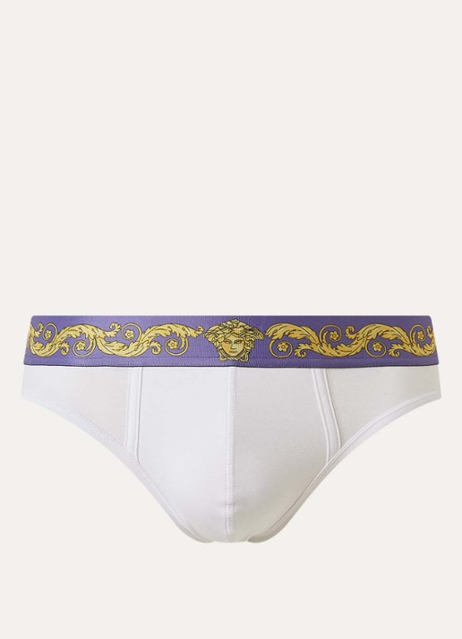 Versace Boxerslip met logoband - voorkant wit