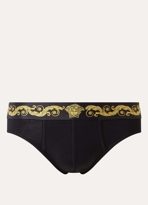 Versace Boxerslip met logoband - voorkant zwart