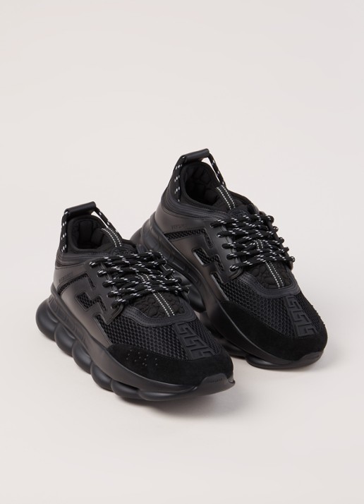 Versace Chain Reaction sneaker met kalfssuède details - detail 4 zwart