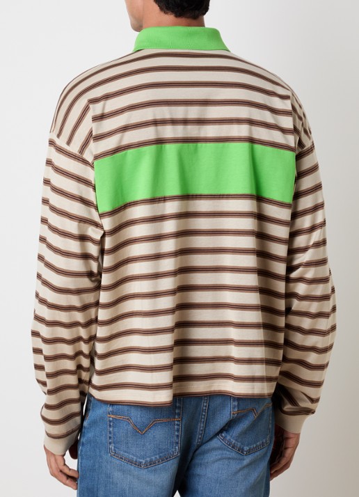 Versace Intarsia regular fit polo met logoborduring - achterkant 5 zand