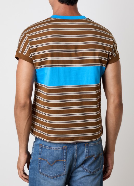 Versace Intarsia T-shirt met streepprint - achterkant 3 bruin