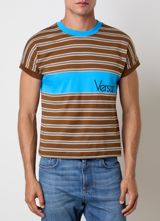 Versace Intarsia T-shirt met streepprint