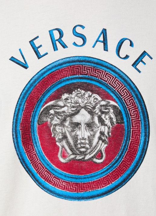 Versace Medusa Moneta longsleeve met logoprint - detail 4 gebroken wit
