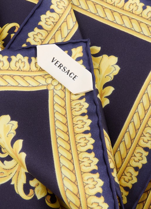Versace Sjaal van zijde 90 x 90 cm - detail donkerblauw