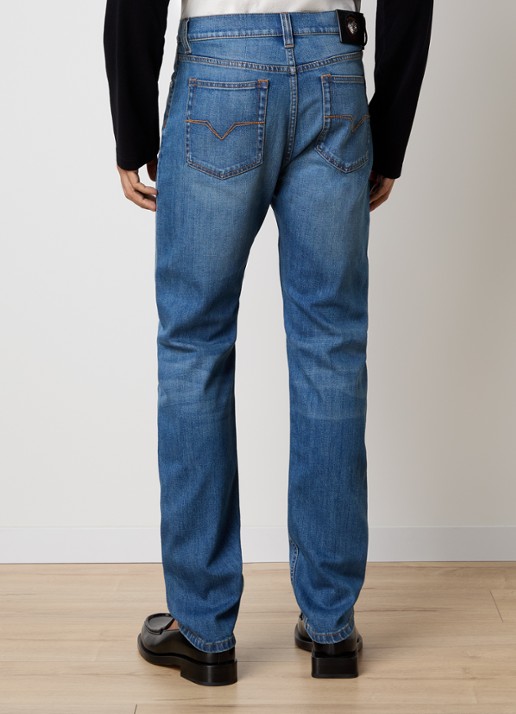 Versace Straight leg jeans met lichte wassing - achterkant 3 indigo