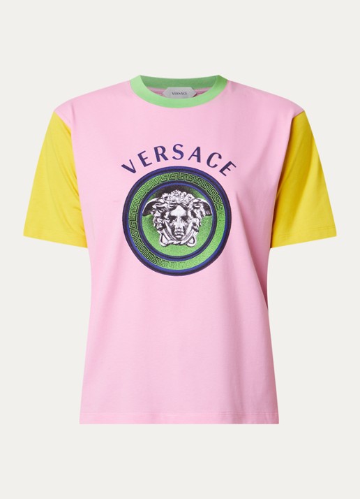 Versace T-shirt met logo - voorkant 2 roze