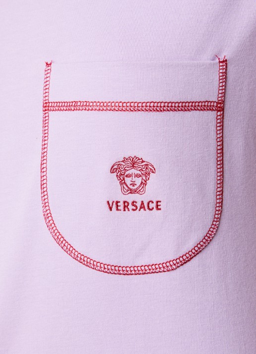 Versace T-shirt met logoborduring - detail 2 lila