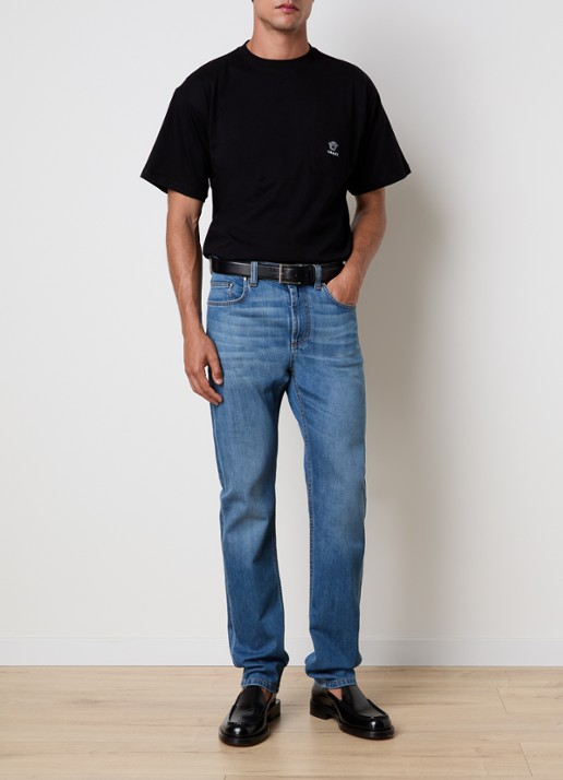 Versace T-shirt met logoborduring - voorkant 2 zwart