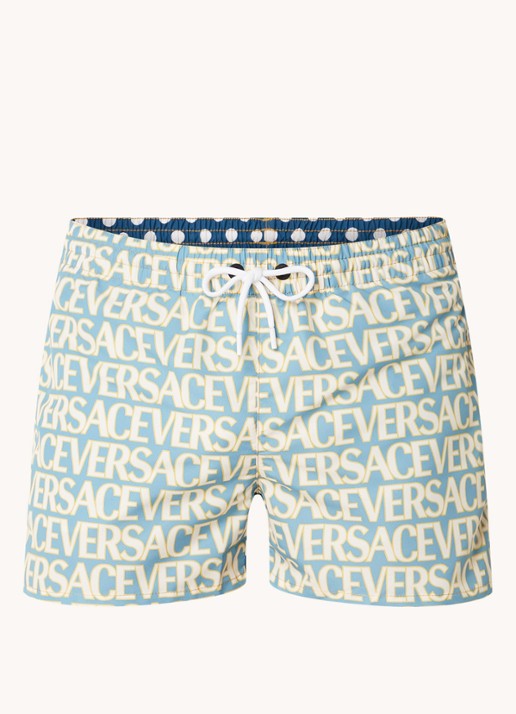 Versace Zwemshorts met logoprint en steekzakken - voorkant 4 blauw