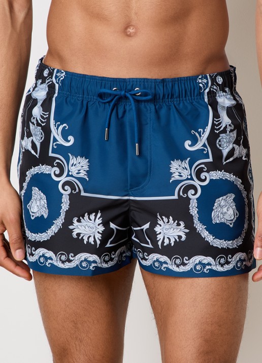 Versace Zwemshorts met print - detail 4 kobaltblauw