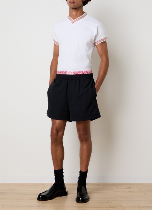 Versace Zwemshorts met steekzakken en logo - voorkant 2 zwart