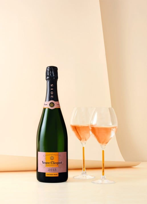 Veuve Clicquot Vintage Champagne Rosé 2015 in geschenkverpakking 750 ml - voorkant 2 bruin
