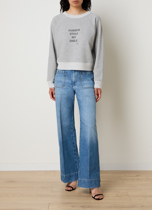 Victoria Beckham Alina 32 Inch high waist flared leg jeans met persplooi - voorkant 3 jeans