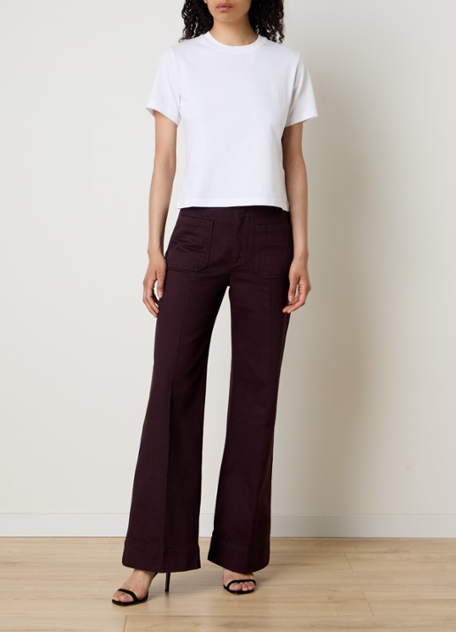 Victoria Beckham Alina 32 Inch high waist flared leg jeans met persplooi - voorkant 2 aubergine