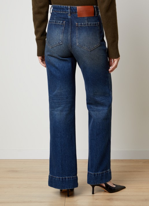 Victoria Beckham Alina high waist flared fit jeans met medium wassing - achterkant 3 indigo
