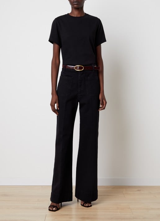 Victoria Beckham Alina high waist wide leg jeans met gekleurde wassing - voorkant 2 zwart
