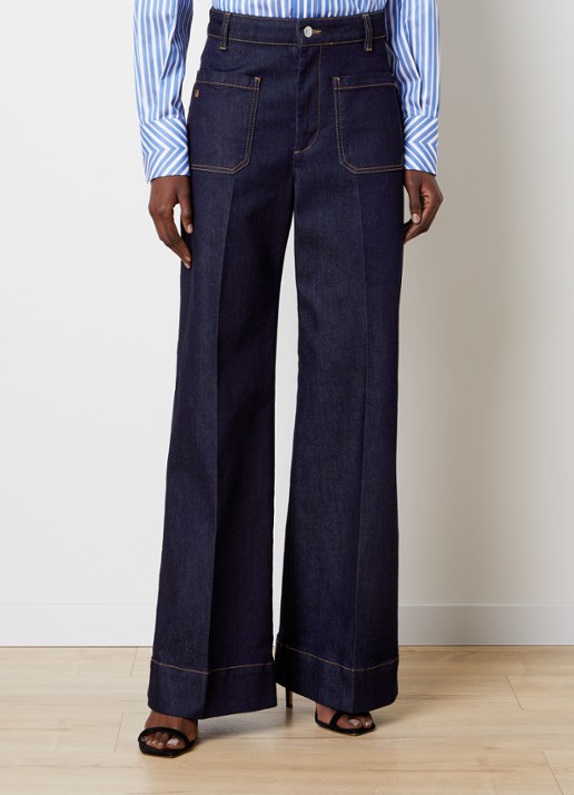 Victoria Beckham Alina Stretch high waist wide leg jeans met donkere wassing