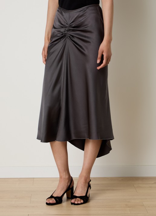 Victoria Beckham Bela midi rok van satijn met ruches