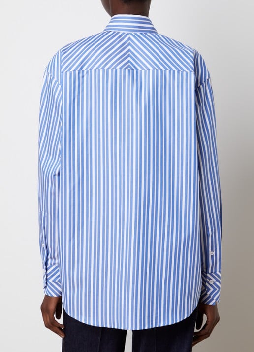 Victoria Beckham Blouse met streepprint en borstzak - achterkant 3 blauw