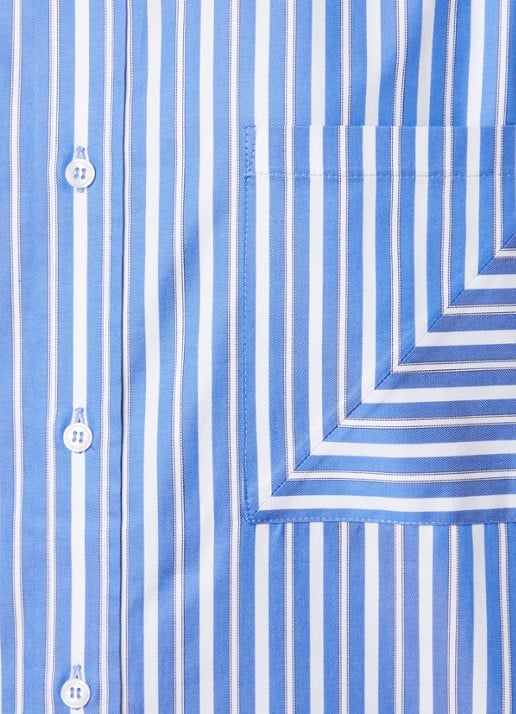 Victoria Beckham Blouse met streepprint en borstzak - detail 5 blauw