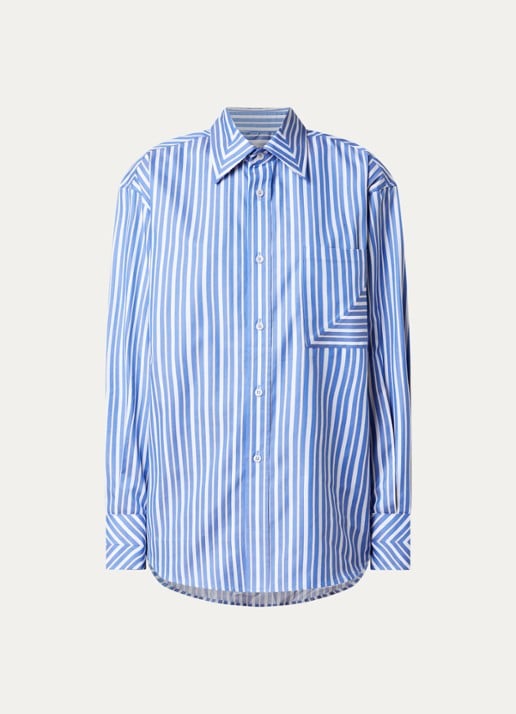 Victoria Beckham Blouse met streepprint en borstzak - voorkant blauw