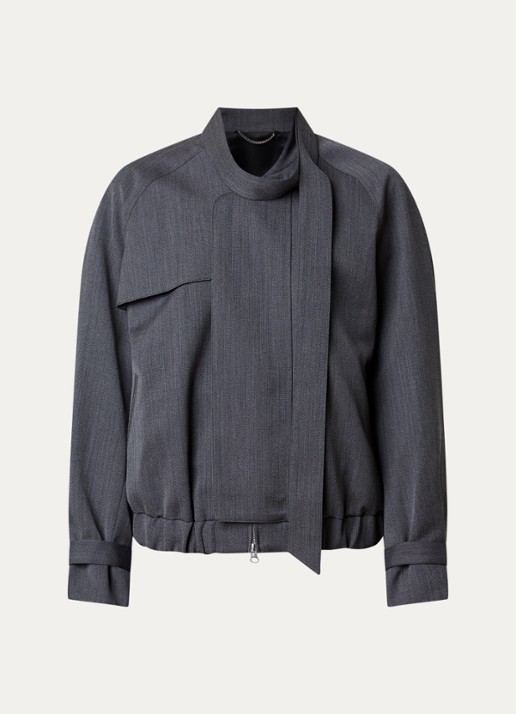 Victoria Beckham Bomberjack met sjaalkraag - voorkant 5 antraciet