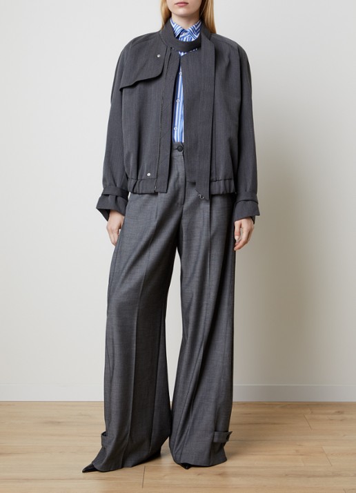 Victoria Beckham Bomberjack met sjaalkraag - voorkant 6 antraciet