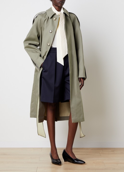 Victoria Beckham Car trenchcoat met ceintuur en steekzakken - voorkant 6 groen
