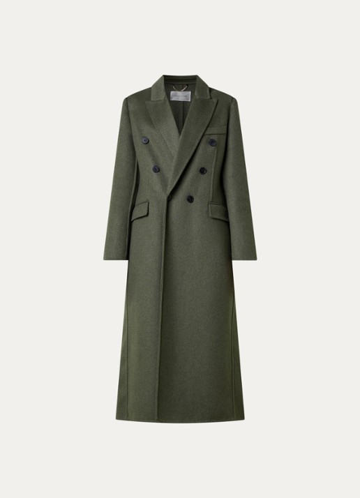 Victoria Beckham Catriona double-breasted mantel in kasjmier wolblend - voorkant 5 mosgroen