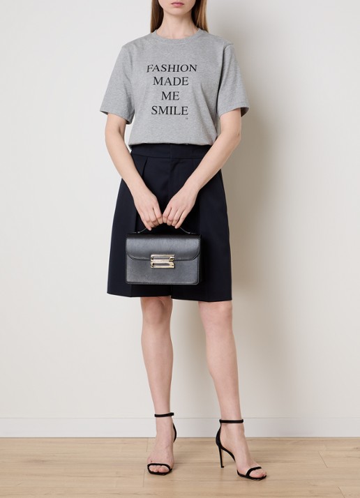 Victoria Beckham Dorian handtas van kalfsleer met afneembare schouderriem  - voorkant 6 zwart
