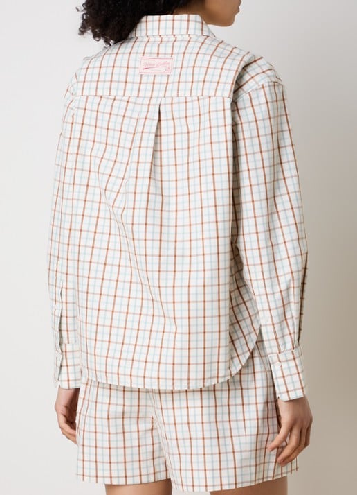 Victoria Beckham Ellys blouse met ruitdessin en borstzak - achterkant 3 gebroken wit