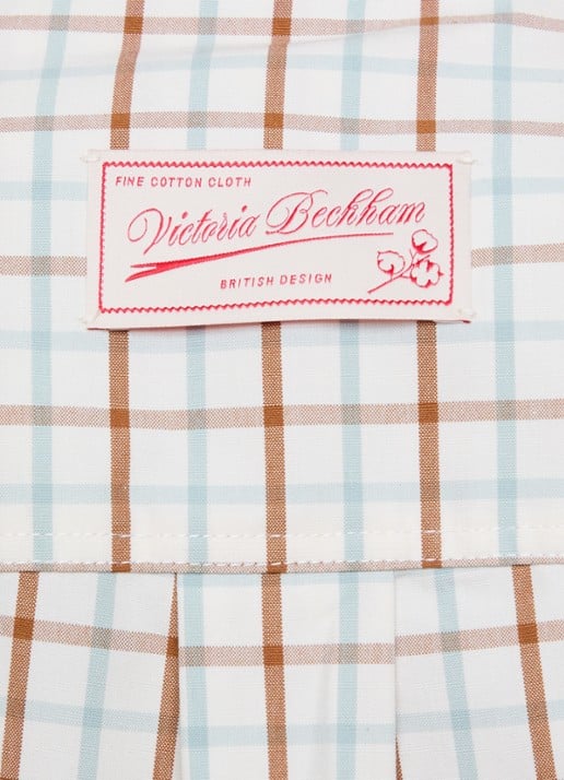 Victoria Beckham Ellys blouse met ruitdessin en borstzak - detail 2 gebroken wit
