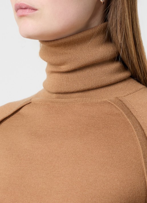 Victoria Beckham Fijngebreide trui van wol met col - detail 5 camel