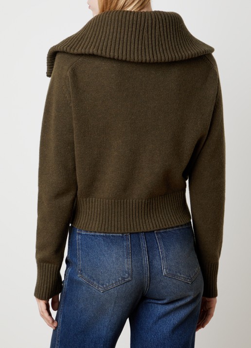 Victoria Beckham Fijngebreide vest in lamswolblend - achterkant 5 donkergroen