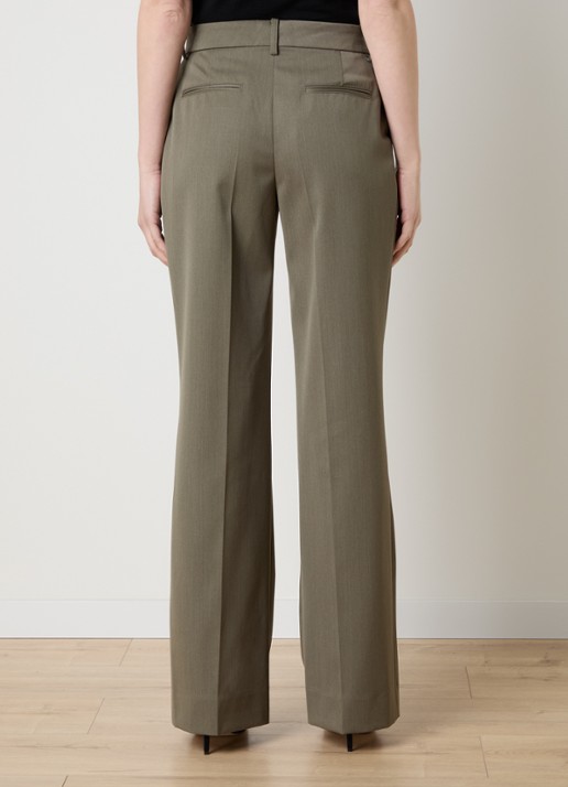 Victoria Beckham High waist straight fit pantalon in wolblend met persplooi - achterkant 3 groen