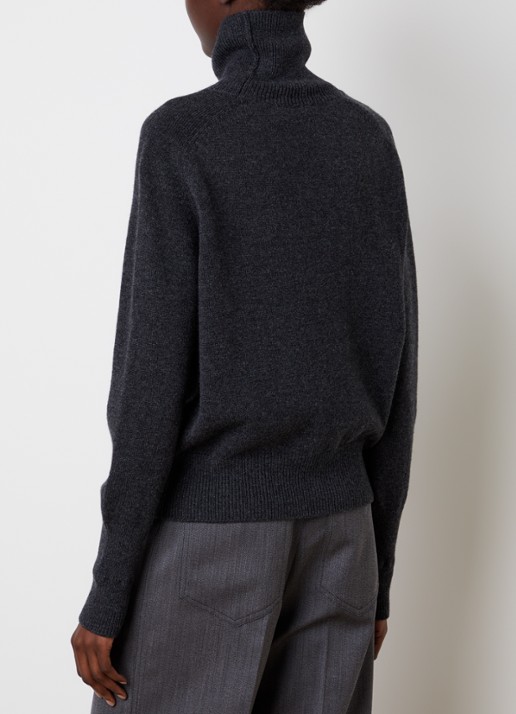 Victoria Beckham Marie fijngebreide trui van merino wol met col - achterkant 5 donkergrijs