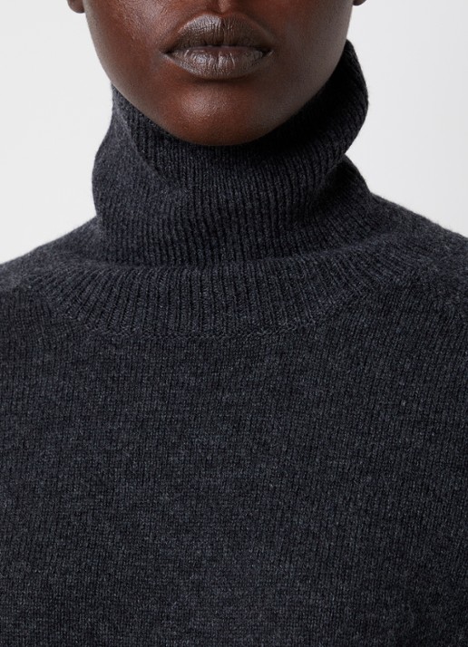 Victoria Beckham Marie fijngebreide trui van merino wol met col - detail 4 donkergrijs