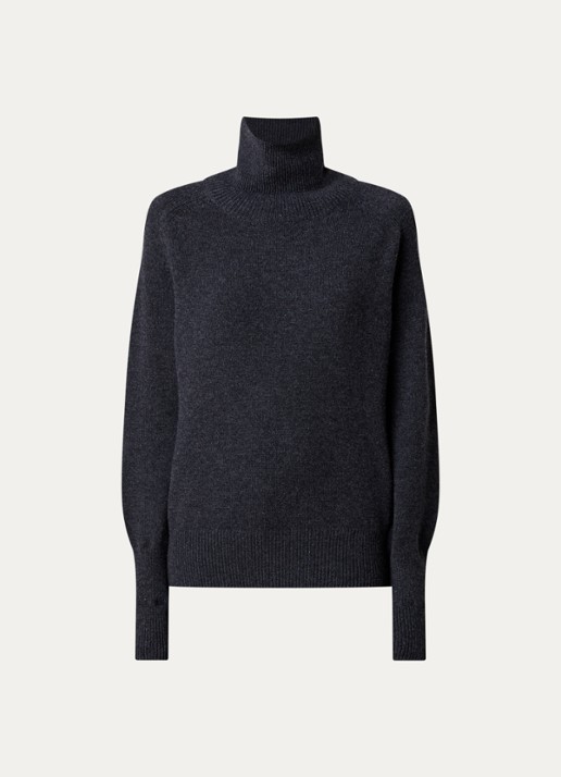 Victoria Beckham Marie fijngebreide trui van merino wol met col - voorkant donkergrijs